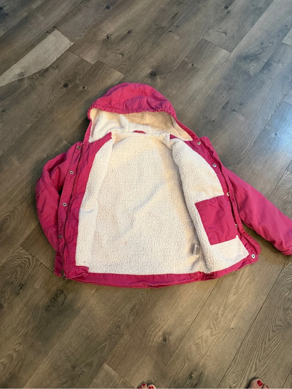 Carhartt Kids Hot Pink Hooded Jacket with Sherpa Lining